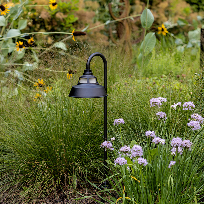 landscape light by flowers
