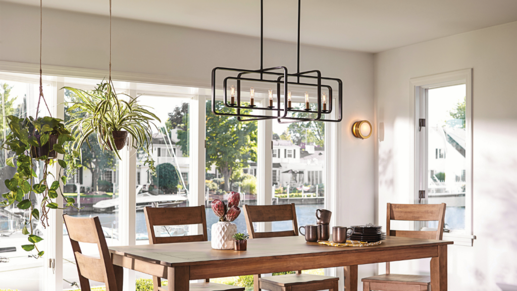 Chandelier light fixture over dining room table franklin lighting lighting store sarasota florida