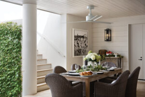 Modern wet-rated ceiling fan on Sarasota lanai