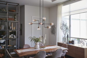 Gold and black chandelier from franklin lighting over a dining room table lighting fixture sarasota